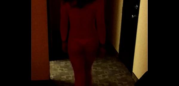  pink outfit in dallas hotel room